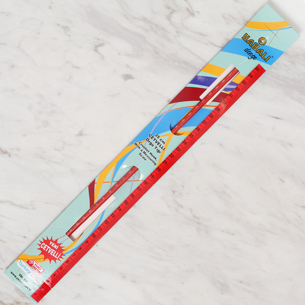 Yabalı 6 mm 35 cm Kırmızı Cetvelli Örgü Tığı - YBL-348